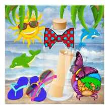 Paradise Beach Message in a Bottle - SRF Custom Invitation