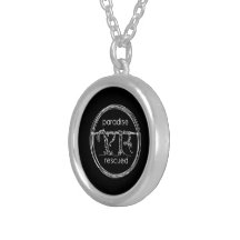 Paradise Rescued Logo on black Pendants