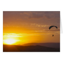 Paragliding on the sunset greeting cards