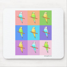 Parakeet Rainbow Rectangles Mouse Pad