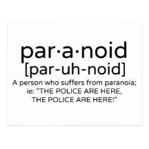 Paranoid Definition Postcards
