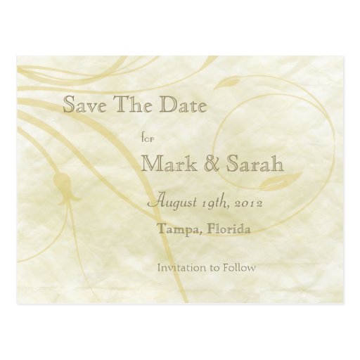 Parchment Leafy Flourish Save The Date Postcard