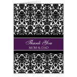 Parents Wedding Day Thank You Coral Plum Damask Greeting Cards