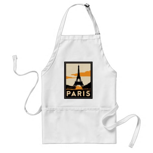 paris art deco retro travel poster aprons