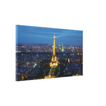 Paris at Night Aerial Panorama Print Canvas Stretched Canvas Print