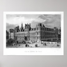 Paris c. 1835 - Hôtel de Ville Poster