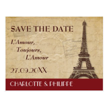 Paris Destination Wedding Save the Date Postcard