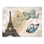 Paris Effiel Tower Butterfly Wedding save the date Postcards