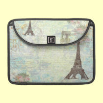Paris Eiffel Tower and French Script macbook sleeves