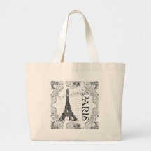 Paris Eiffel Tower and Scrolls Canvas Bags