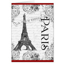 Paris Eiffel Tower and Scrolls Card