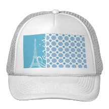 Paris, Eiffel Tower, Baby Blue Polka Dots Hat