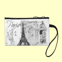 Paris Eiffel Tower Black & White Collage bagettes bags