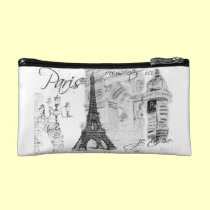 Paris Eiffel Tower Black & White Collage bagettes bags