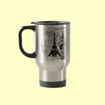 Paris Eiffel Tower Black & White Collage French mugs