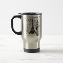 Paris Eiffel Tower Black & White Collage French Mugs