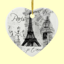 Paris Eiffel Tower Black & White Scene ornaments