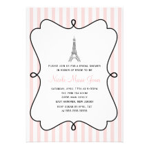 Paris Eiffel Tower Bridal Shower Custom Announcements