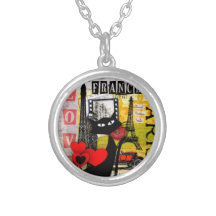 Paris Eiffel Tower Cat Lovers gifts Necklaces