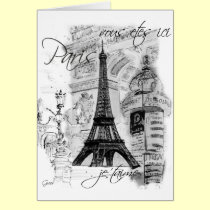 Paris Eiffel Tower French Scene Collage cards