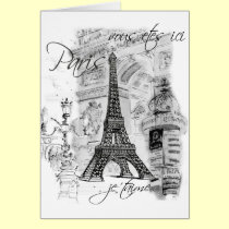 Paris Eiffel Tower French Scene Collage cards