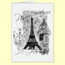 Paris Eiffel Tower French Scene Collage cards