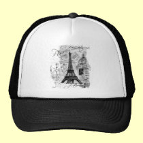 Paris Eiffel Tower French Scene Collage hats