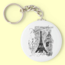 Paris Eiffel Tower French Scene Collage keychains