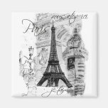 Paris Eiffel Tower French Scene Collage Fridge Magnet