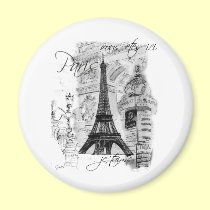 Paris Eiffel Tower French Scene Collage magnets