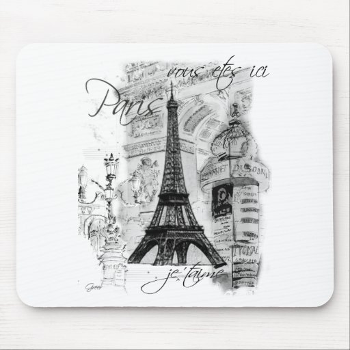 Paris Eiffel Tower French Scene Collage Mouse Pad