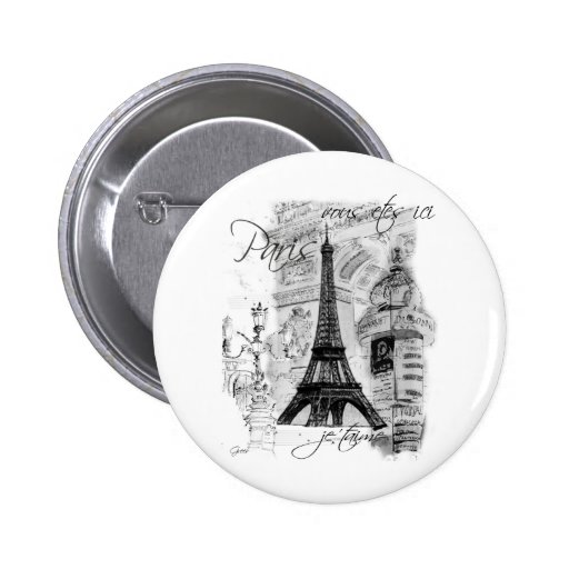 Paris Eiffel Tower French Scene Collage Pins