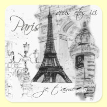 Paris Eiffel Tower French Scene Collage stickers