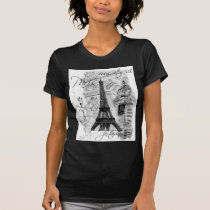 Paris Eiffel Tower French Scene Collage t-shirts