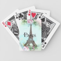 Paris Eiffel Tower & Pink Roses playing cards