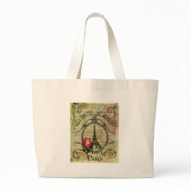 Paris Eiffel Tower & Red Rose Steampunk Canvas Bag