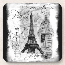Paris Eiffel Tower Scene Collage Art cork coasters