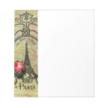 Paris Eiffel Tower Victorian Steampunk & Red Rose Memo Pad