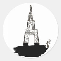 Paris, France and eiffel tower Round Stickers
