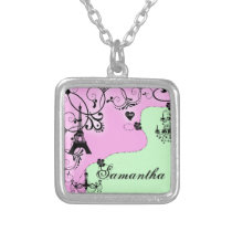 Paris girly chandelier monogram necklaces