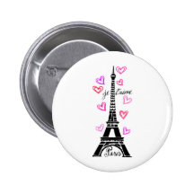 PARIS JE T'AIME EIFFEL AND PINK HEARTS