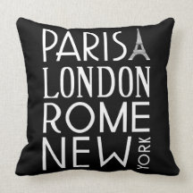 Paris, London, Rome and New York Pillow