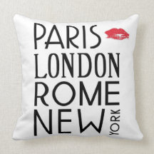 Paris, London, Rome and New York Pillow