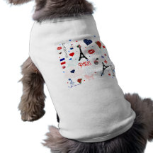 Paris pattern with Eiffel Tower Dog Shirt