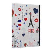 Paris pattern with Eiffel Tower iPad Folio Covers