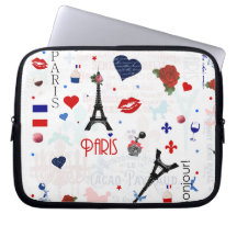 Paris pattern with Eiffel Tower Laptop Sleeves