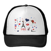 Paris pattern with Eiffel Tower Mesh Hat