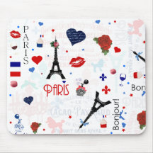Paris pattern with Eiffel Tower Mousemat