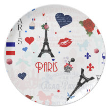 Paris pattern with Eiffel Tower Plate