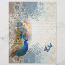 Paris peacock collage personalized flyer